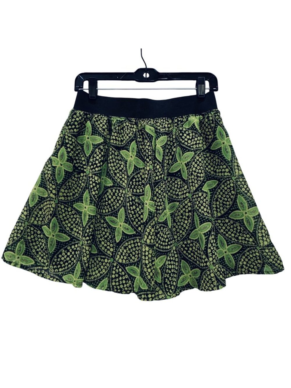 Vintage Mossimo Chartreuse and Black Floral Mini Skirt Size S Whimsygoth Fairy - Picture 1 of 9